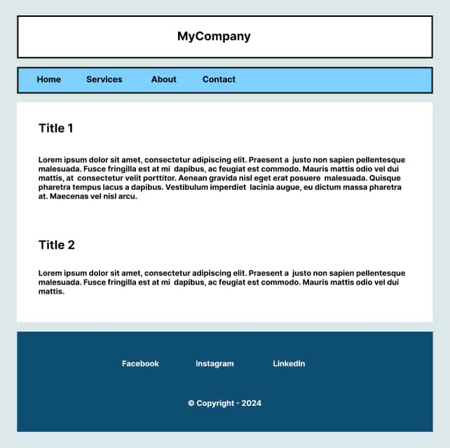 Layout de header, body y footer css